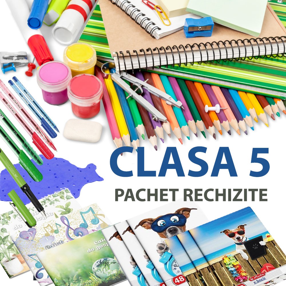 Pachet rechizite scolare pentru clasa 5, set complet pentru elevi, 39 piese - imagine 35